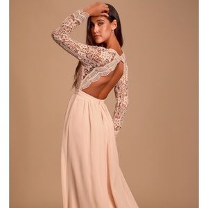 Lulus Awaken My Love Blush Lace Maxi Dress